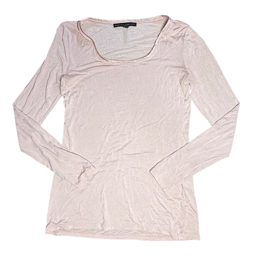 White House Black Market XS Pink‎ Long Sleeve Scoop Neck Top